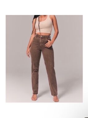 Abercrombie 90s straight ultra high rise brown jeans size 26
